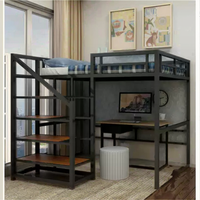Lit personnalisé de style nordique en métal à deux étages au design moderne et en bois massif pour petites chambres familiales