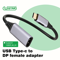 Câble adaptateur WISTAR 4K Type C vers DP, connecteur USB-C vers DP femelle, cordon court de 0,15 m