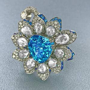 Anelli Romantici in Acciaio Inossidabile con Gemme e Zirconi, Placcatura in Rodio e Oro, Gioielli da Matrimonio Certificati IGI - Product Image 1