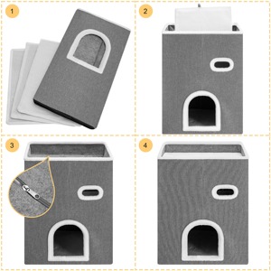 Venta caliente plegable escondite Vertical de 3 capas Kitty Condo plegable comodidad lana mascota <span class=keywords><strong>cueva</strong></span> cubo duradero <span class=keywords><strong>gato</strong></span> <span class=keywords><strong>casa</strong></span> - Product Image 5