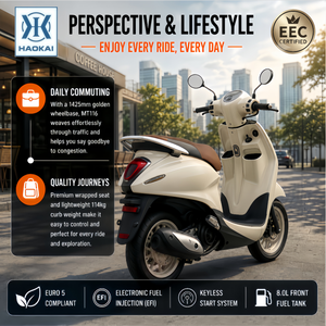 Scooter à essence rétro 125CC, style vintage, refroidissement par air, quatre temps, cyclomoteur fiable pour adultes, idéal pour les trajets quotidiens en ville - Product Image 4