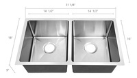 Tophome UM3218A Évier de cuisine moderne fait main décoratif à double bac en acier inoxydable brossé nano, accessoire facile à installer