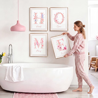 Nouvelle Peinture Murale Florale Fraîche en Quatre Panneaux, Cadre Toile Sans Soudure, pour Décoration Murale d'Intérieur