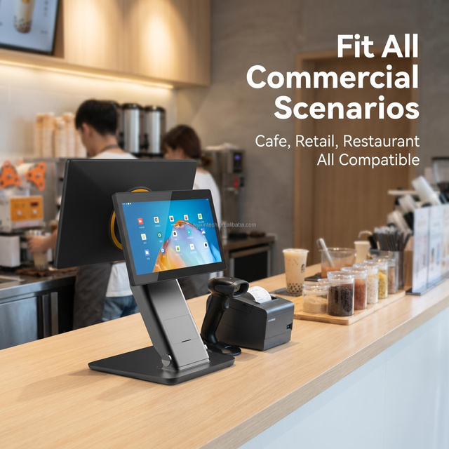 15.6''Electronic POS System Cash Register Flat Keyboard Quick Load Thermal Printer Compact Size for Retail/Restaurant Industries