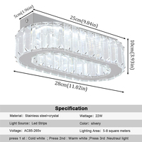 Lampe de plafond LED en cristal, design contemporain rond, petite lampe de chambre à coucher pour la décoration de la maison, entrepôt du Royaume-Uni