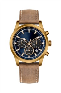 Reloj cronógrafo solar de bronce para hombre, movimiento de cuarzo solar japonés VR32, 50 m resistente al agua, correa de cuero genuino. - Product Image 4