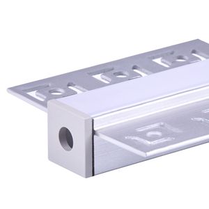 Kit de Perfil de Aluminio para Tira de LED de 2 Metros, Perfil Cuadrado T5 de Aleación Templada para Instalación Empotrada en Placas de Yeso con Aletas Ocultas - Product Image 1
