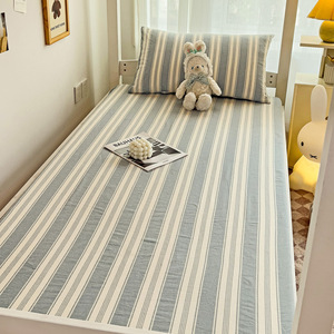 Student Dormitory 100% Cotton Striped Printed <strong>Fitted</strong> Bed <strong>Sheet</strong> king Queen Size 360&deg; Full Wrap Comfortable Mattress Protector - Product Image 2