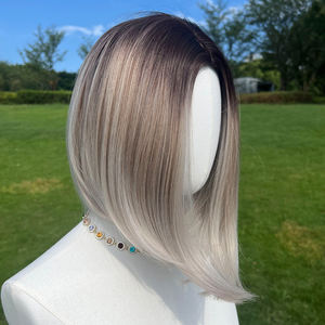 Kısa düz Bob sentetik sentetik peruk kahverengi sarışın degrade kadın Peruque mahkemeler corcas Corta Perucacurta - Product Image 4