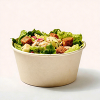 Gepersonaliseerde wegwerp ronde bedrukte logo eco-vriendelijke biologisch afbreekbare salade fruit kraft papieren kom met deksel WELM merk