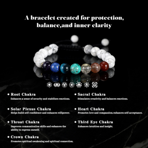 RINNTIN GMB108 Braccialetti all'ingrosso con perline dei sette chakra per la guarigione energetica, braccialetti regolabili in pietra naturale per yoga - Product Image 3