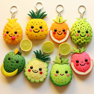 พวงกุญแจผลไม้การ์ตูน PVC รูปทรง 3 มิติ พกพาสะดวก - Product Image 2