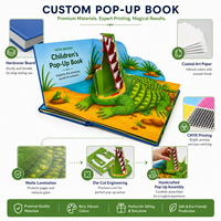 Livre pop-up pour enfants avec reliure spirale personnalisée, couverture rigide, histoire d'animaux en 3D, pour la lecture préscolaire, cadeau, carton imprimé numériquement