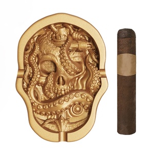 <span class=keywords><strong>Cenicero</strong></span> de calavera de poliresina de resina dorada bonita única hecha a mano de gama alta con logotipo de forma de diseño personalizado - Product Image 1