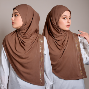 Musselinturban Instant <span class=keywords><strong>Hijab</strong></span> Jersey Polyester Islamitisch Design Effen Kleur Stretch Vier Seizoenen Volwassenen - Product Image 3