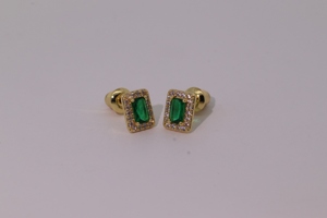 Tianyu Gems Trendy Fashionable Luxury <b>Stud</b> <b>Earrings</b> Brass Gold Plated Geometric Green <b>Emerald</b> Cut Zircon - Product Image 6