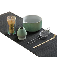 Bambus Cérémonie de Style Japonais Poterie Coulant Glaçure Matcha Ensemble d'Outils en Céramique Matcha Bol avec Bec pour Thé Fouet Service à Thé