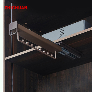Porte-vêtements coulissant à fermeture douce en alliage d'aluminium, à montage supérieur, avec 8 roulements à billes, <span class=keywords><strong>pour</strong></span> armoire, accessoire de penderie - Product Image 4