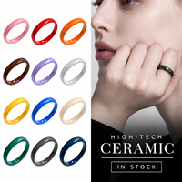 Bijoux Adi, bagues en céramique facettées de 3 mm, finition haute brillance, géométriques, minimalistes, unisexes, bijoux en gros