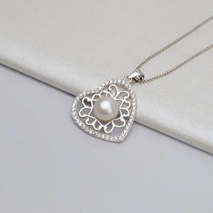 Colgante de Plata S925 en Forma de Corazón, 10-12 mm, Joyería de Perlas para Mujer, Bandeja Vacía para DIY, Producto Semiterminado 800 - Product Image 2