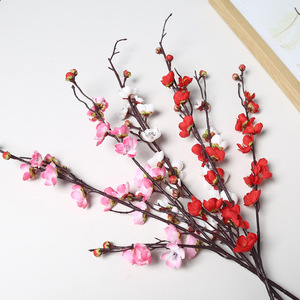 Fleur artificielle de prunier Lichao, branche unique, fleur en soie rouge, arrangement de fleurs, décoration de style chinois - Product Image 3