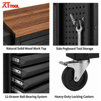 Chariot d'atelier RT TOOL, armoire à outils roulante avec 12 tiroirs, 11 tiroirs sont garnis d'un ensemble d'outils de 364 pièces