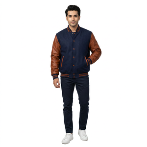 New Arrival Custom Logo Stand Collar Front Logo Varsity <b>Jackets</b> <b>for</b> <b>Men</b> Casual Wear Breathable Winter College <b>Baseball</b> - Product Image 1