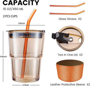 Wholesale Factory Production <b>Coffee</b> <b>Cup</b> Glass <b>Cup</b> for <b>Iced</b> <b>Coffee</b> With Straw <b>Cup</b> Accessories - Product Image 3