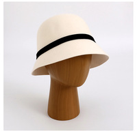 Cappello a Secchiello in Lana da Donna Beige Stile Francese Retrò Cappello da Pescatore Autunno Inverno Caldo Elegante Chic in Feltro di Lana