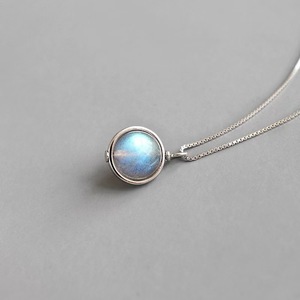 UM JEWELRY Collar con Colgante de Piedra Lunar de Plata de Ley 925 Bañada en Rodio Hecho a Mano Original para Boda y Fiesta, Cadena de Caja, Regalo para Mujer - Product Image 2