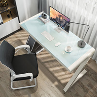 Bureau d'ordinateur en verre trempé simple, de haute qualité, ordinateur d'apprentissage à la maison au design de jambes en Z, bureau moderne pour la maison