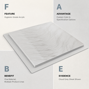 Lastre in Acrilico Termoformabile Resistente all'Usura, Superficie Solida Bianca Grigio Nuvola per Vasche da Massaggio e Grandi Lastre - Product Image 4