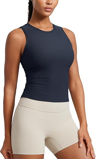Womens Casual Custom Yoga Tank Top Sleeveless Crop Workout Shirt Slim Fit Breathable Stretch Eco-Friendly Quick Dry Jersey