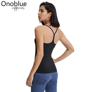 Camisola feminina com alça espaguete, top sem manga camisola esportivo slim fit academia yoga
