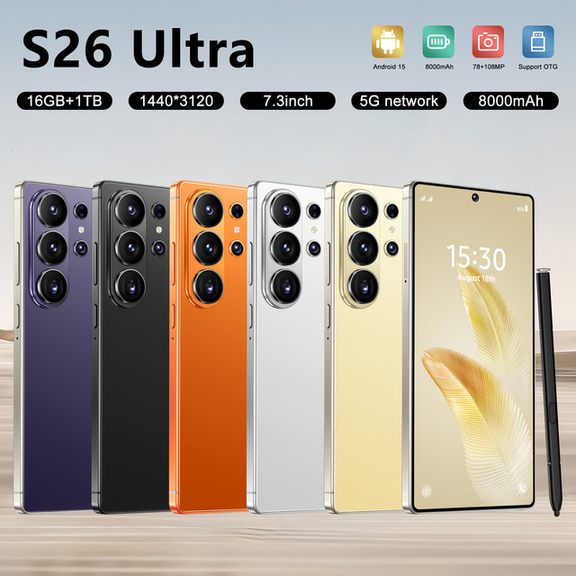Android 15 S26 Ultra Smartphone 2026 Latest Model 108MP Camera LTE/CDMA 5G Network Dual SIM