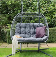 Fauteuil suspendu Danlong moderne en métal pour chambre et extérieur, deux places, forme œuf
