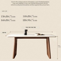Table à manger rectangulaire en bois avec plateau en pierre de style Wabi-sabi, design minimaliste moderne pour appartements et villas. Meubles de salle à manger.