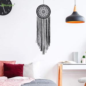 Merletto fatto a mano Boho appesa ornamento personalizzato arazzo da parete arte macramè uncinetto nero grandi <span class=keywords><strong>acchiappasogni</strong></span> per adulti e bambini - Product Image 3