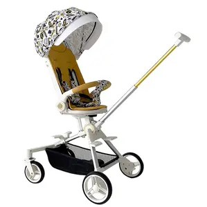 BEBELUX Jogging Stroller 4 Wheels Compact Light Weight Folding Baby Stroller Adjustment Backrest Reversible Seat Toddlers Infant