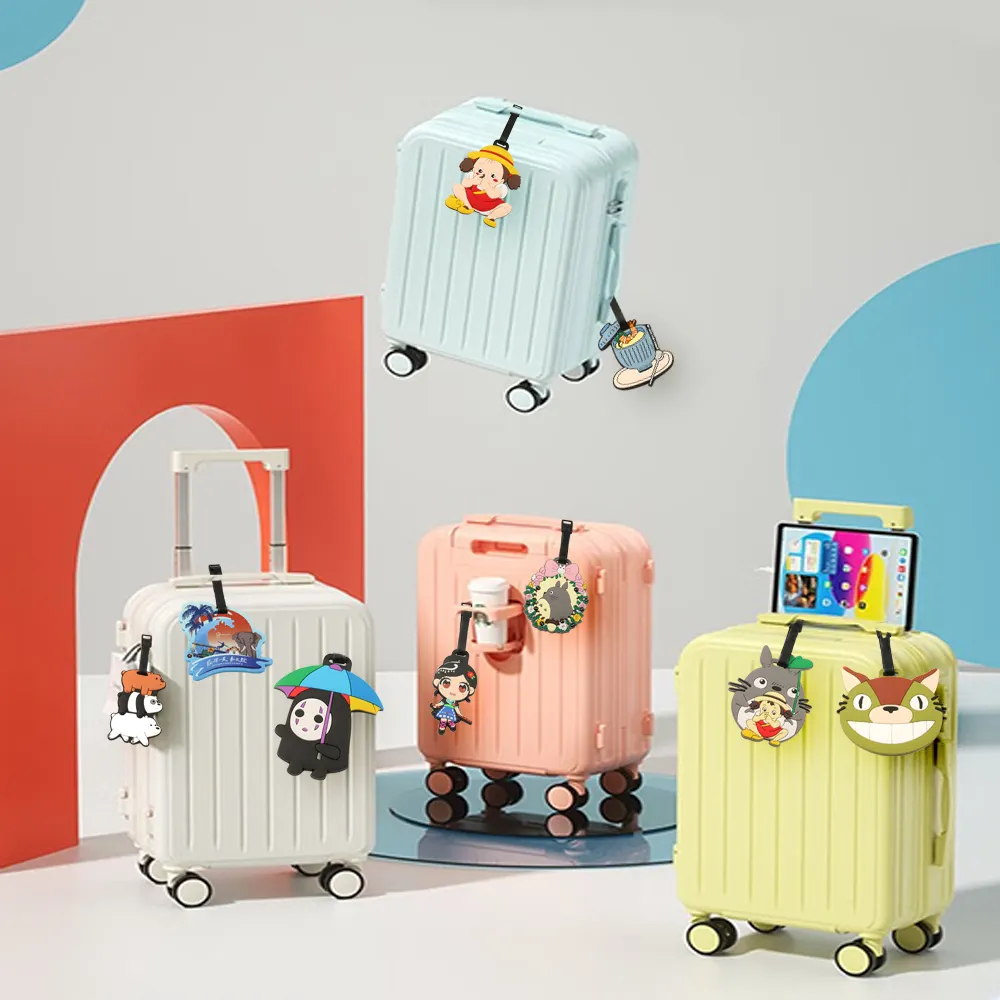 Tùy chỉnh PVC mềm cao su hãng hàng không thẻ du lịch hành lý phim hoạt hình Silicone Vòng chinchilla Túi tag hành lý tag