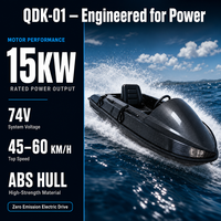 Embarcación Eléctrica de Alta Velocidad con ABS, Potente Motor de 15KW, 45-60km/h, Mini Jet Boat Go Kart Chaser, Batería de 74V 73AH, Negra, 2400mm