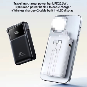 Batterie externe portable avec <span class=keywords><strong>prise</strong></span> secteur, haute capacité 20000 mAh, charge rapide 30W, câble 2-en-1 pour téléphone, PVC, faible MOQ: 1 - Product Image 5