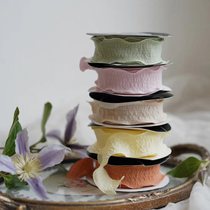 Pita Tepi Ekor Ikan Poliester Linen Mewah Grosir 4cm Tekstur Jernih DIY Pita Pembungkus Kado Pernikahan Natal 10Yard/<span class=keywords><strong>Roll</strong></span> - Product Image 3