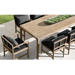 Dış mekan mobilyası veranda mobilya yemek odası setleri tik ahşap kapı 9 parça bahçe masa ve sandalyeler yemek takımı