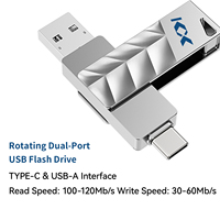 Memoria USB de doble puerto giratoria con logotipo personalizado USB3.2 e interfaz tipo C 32GB 64GB 128GB 256GB Pendrive de alta velocidad regalo