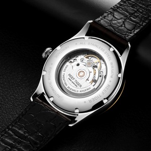 Reef Tigre Top Brand di Lusso Della Vigilanza del Vestito Da <span class=keywords><strong>Uomo</strong></span> In Oro <span class=keywords><strong>Giallo</strong></span> Cinturino In Vera Pelle Automatico <span class=keywords><strong>Orologio</strong></span> Da Polso Impermeabile Data RGA823 - Product Image 6