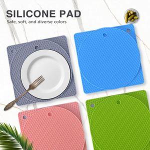 Tapis et sous-plats en silicone écologiques antidérapants pour cuisine, isolants thermiques, anti-brûlure, carrés et ronds, protection contre la chaleur - Product Image 3