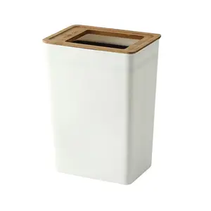 Großhandel Küche in Mülleimer Bambus Mülleimer Container Holz Recycling Abfall behälter für Home Indoor gebaut