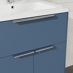Mueble de tocador de baño de pie de suelo blanco moderno con diseño económico para fregadero para organización de baño de hostal de apartamento - Product Image 5