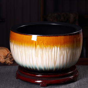 มาใหม่ตกแต่งชามปลา Solic สีเคลือบสวนชาวไร่พอร์ซเลนหม้อสําหรับในร่มและกลางแจ้งลาน - Product Image 3